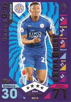 Demarai Gray Leicester City 2016/17 Topps Match Attax Extra Update Card #UC13